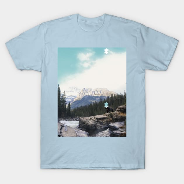 Canadian Landscape with a sky-faced bear T-Shirt by KateBlubird